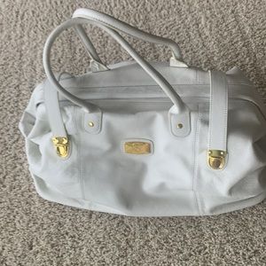 NWT White Leather Overnight Bag by Joy Mangano. Duffle.